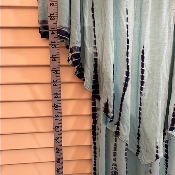 Soft Surroundings Blue Tie-Dye Elastic Off Shoulder Peak Overlap Maxi Dress - Picture 4 of 11